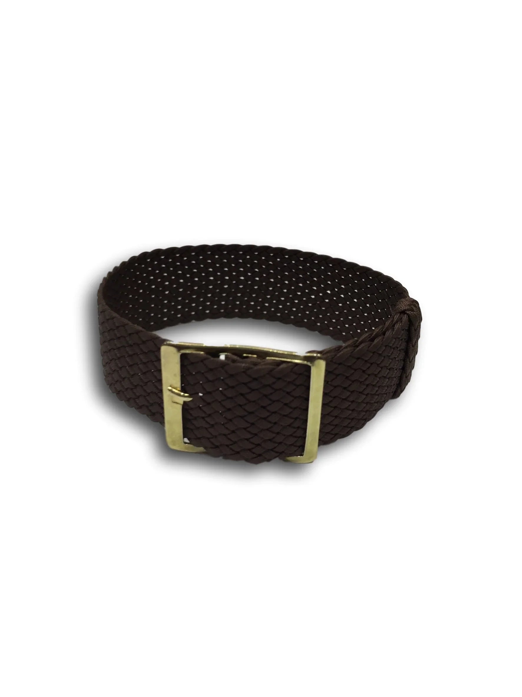 Perlon Watch Strap - Brown (gold buckle) - NATO nylon watch strap