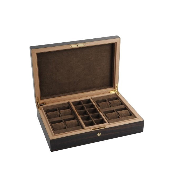 Elie Bleu - "Classic" box in ebony for 8 watches and 20 cufflinks