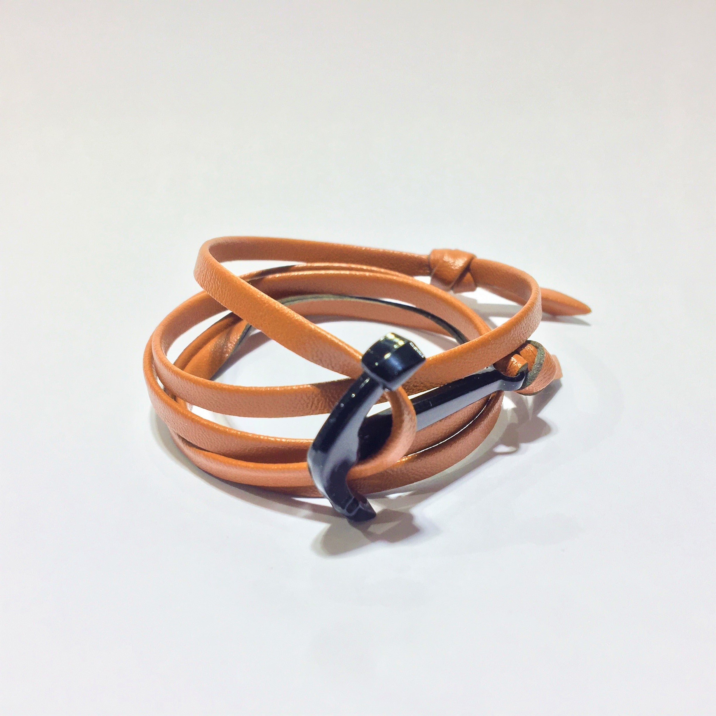 Leather anchor bracelet