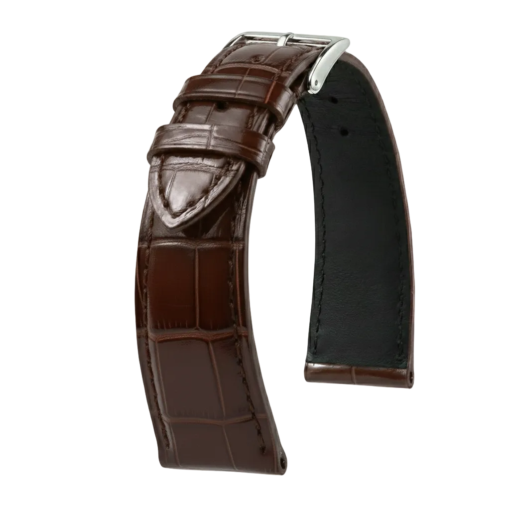 KronoKeeper strap - Felix Alligator bespoke glossy - dark brown