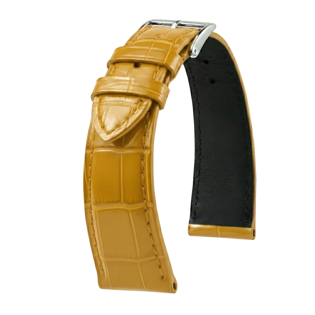 KronoKeeper strap - Felix Alligator bespoke glossy - yellow mustard