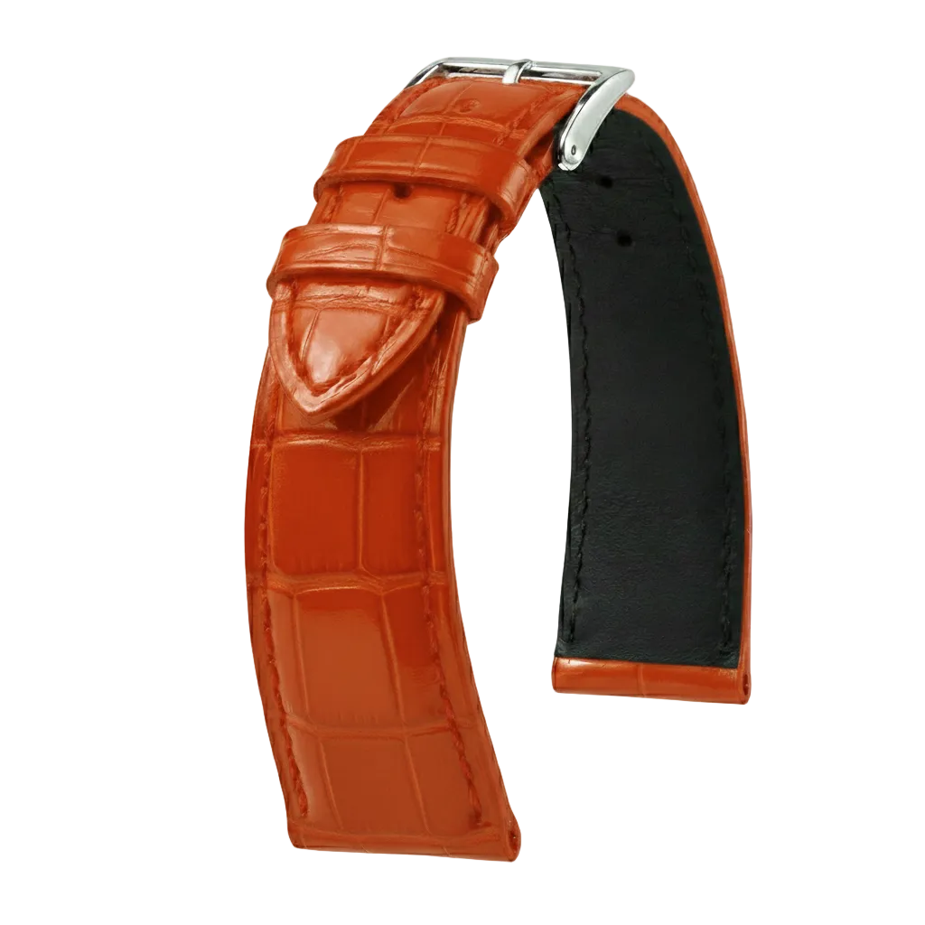 KronoKeeper strap - Felix Alligator bespoke glossy - red orange