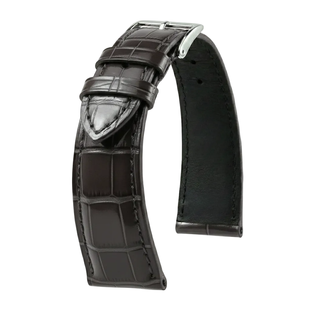 KronoKeeper strap - Felix Alligator bespoke glossy - silver grey