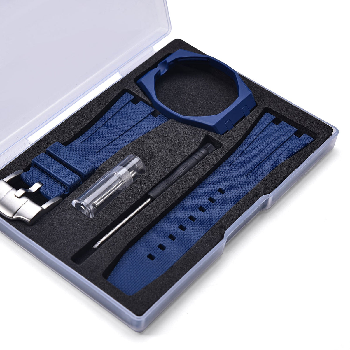Rubber strap and case for AP x Swatch Blue KronoKeeper – open box