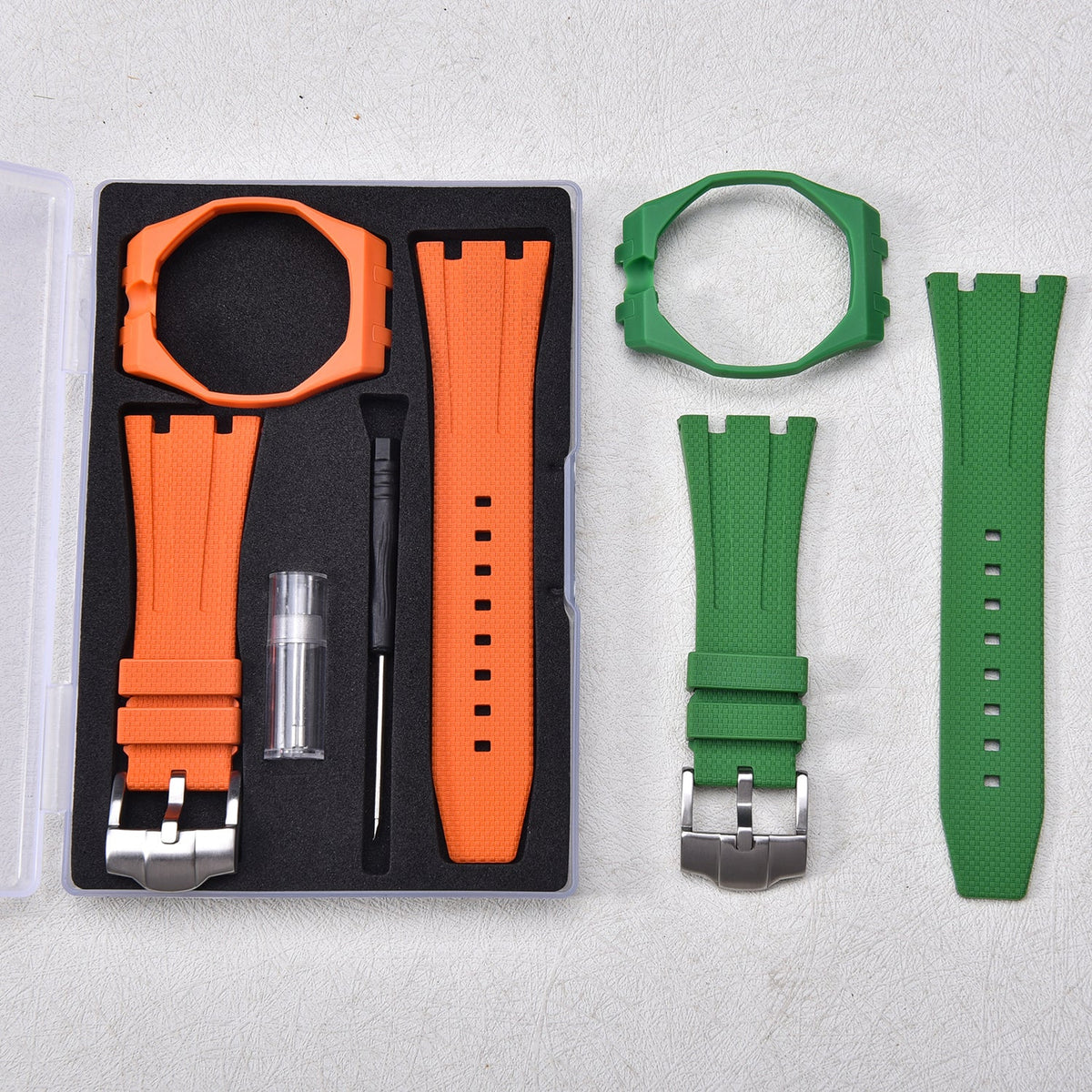 Rubber strap and case for AP x Swatch Orange KronoKeeper – box and case