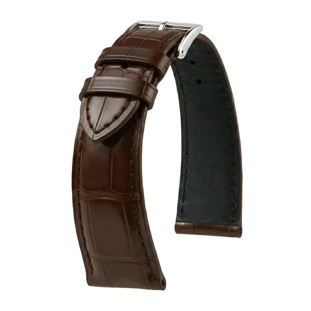 KronoKeeper strap - Felix Alligator bespoke matte - dark brown - alligator leather watch strap