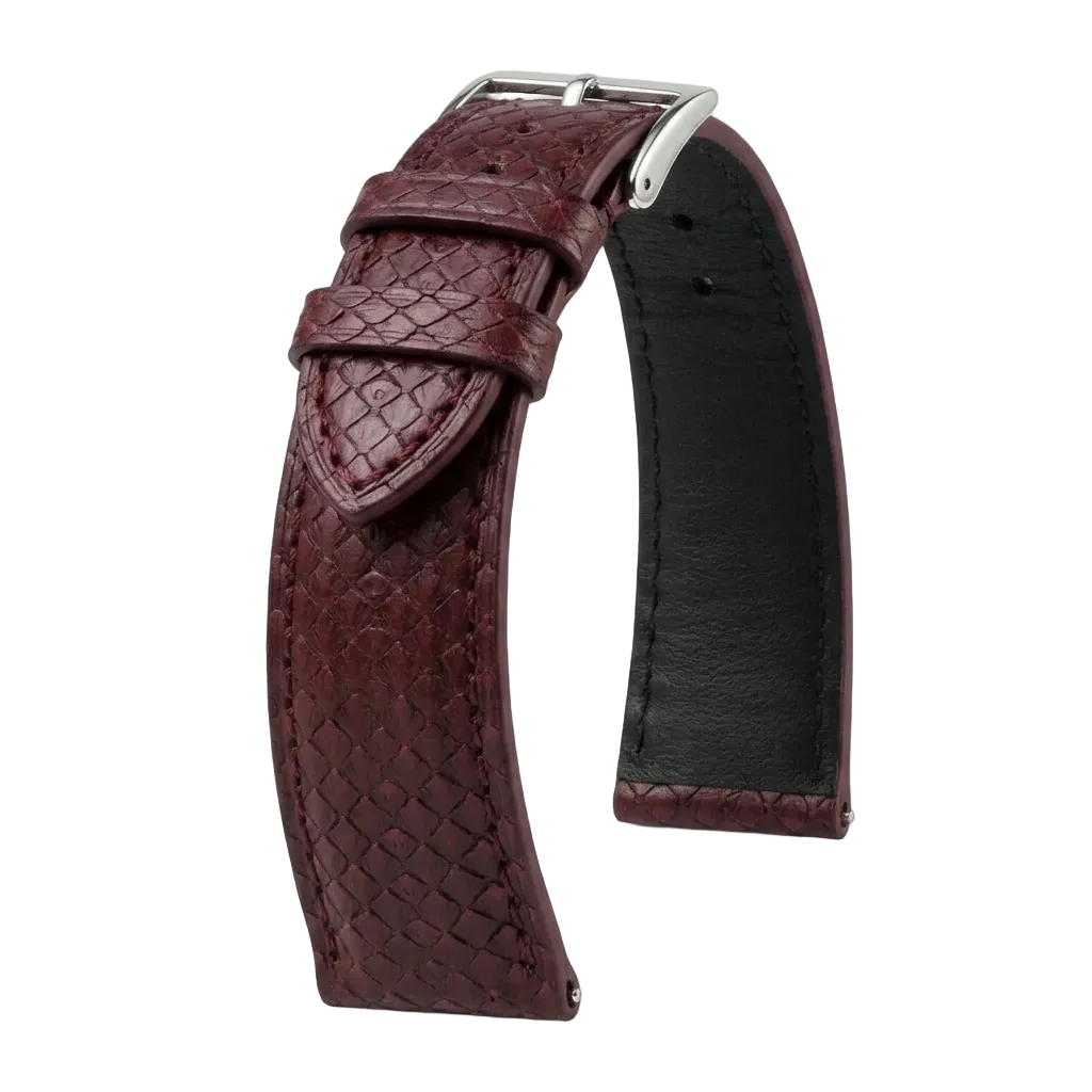 Salmon Satin Burgundy watch strap - KronoKeeper - main view