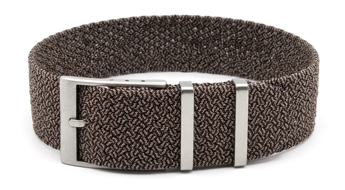 Kronokeeper Perlon strap - Brown/Black - NATO nylon watch strap